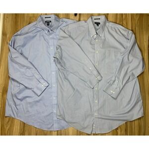 LOT/2 Lands' End No Iron Supima Pinpoint Dress Shirt Men's 20-37 Tall Preppy